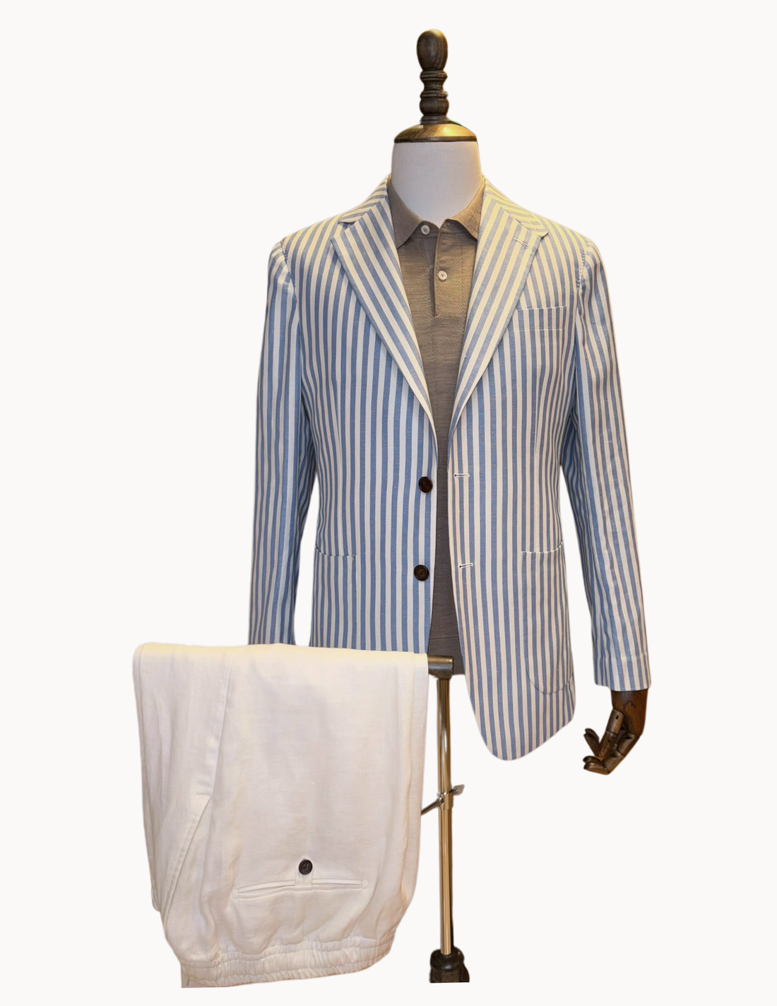Sergio Benetti Linen Wool Jacket with Napoli Shoulder and Natural Horn Buttons