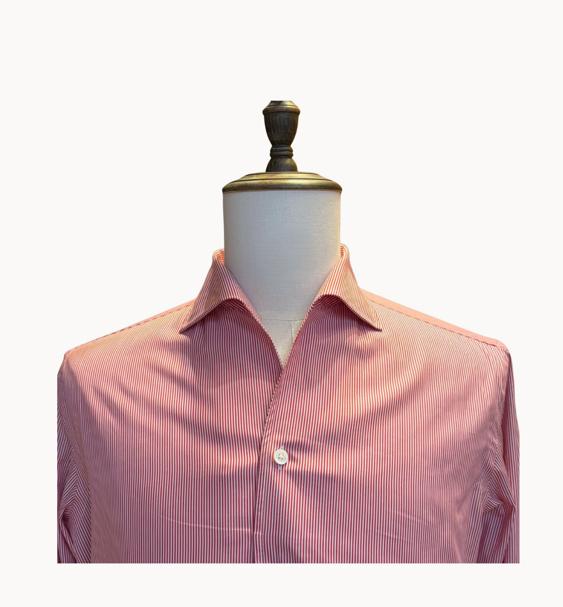 Pure Cotton White and Red Candy Stripe Shirt with Mother of Pearl Buttons