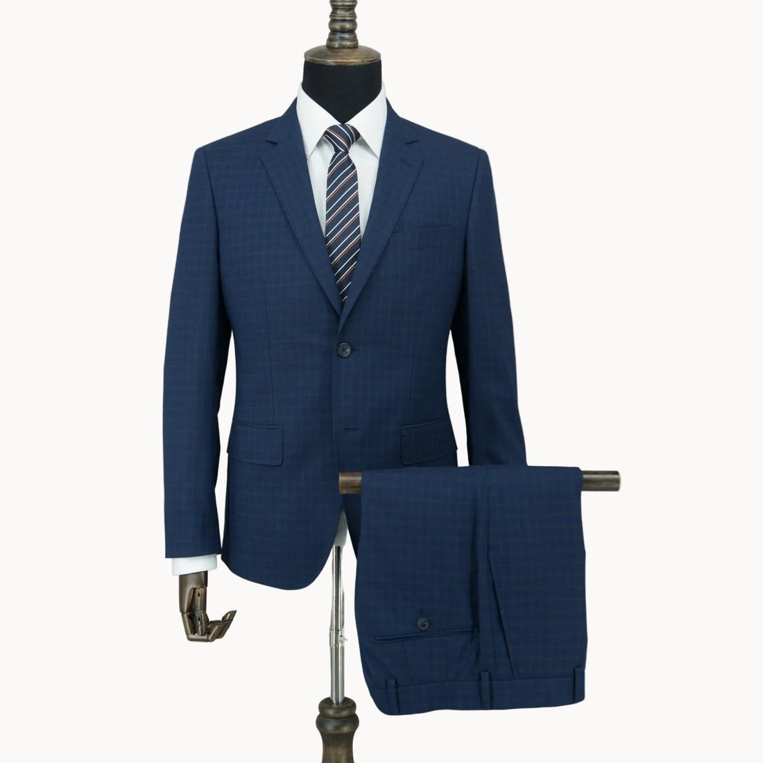 Midnight Blue Notch Lapel Check Suit