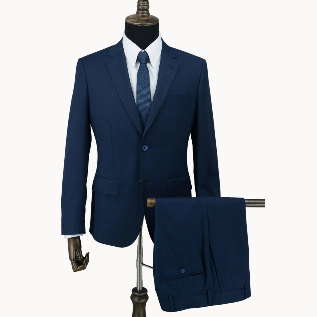 Solid Navy Blue Notch Lapel Suit