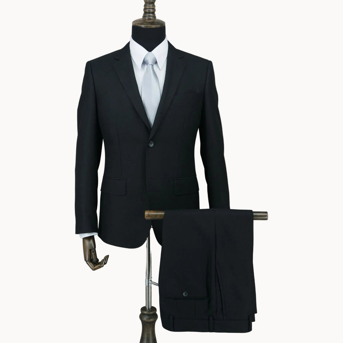 Solid Black Notch Lapel Suit