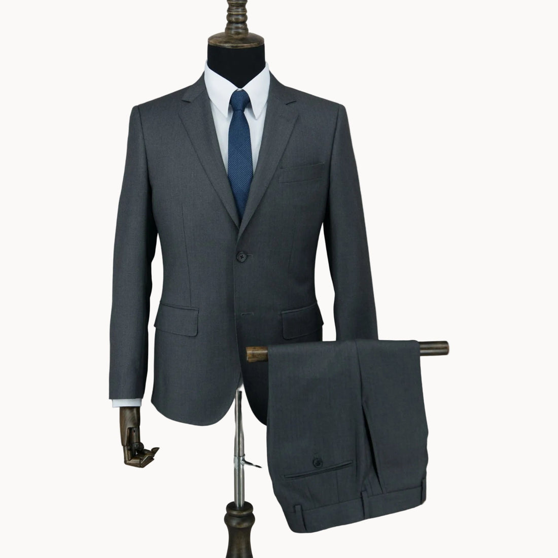 Solid Charcoal Grey Notch Lapel Suit